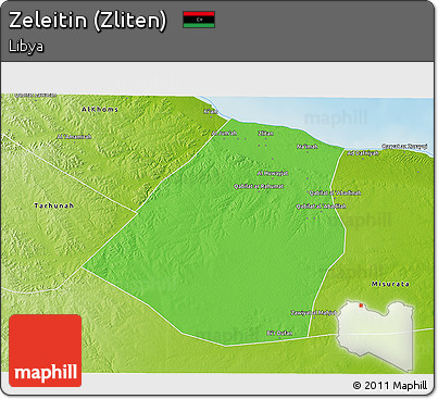 Political 3D Map of Zeleitin (Zliten), physical outside