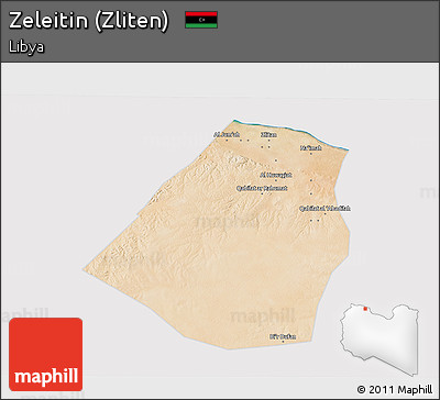 Satellite 3D Map of Zeleitin (Zliten), cropped outside