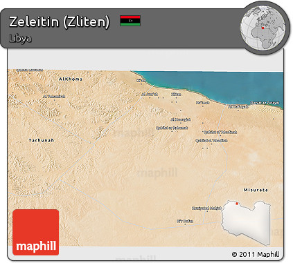 Satellite 3D Map of Zeleitin (Zliten)