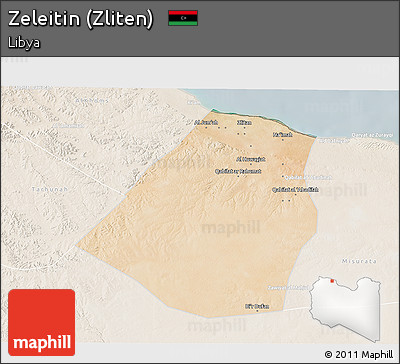 Satellite 3D Map of Zeleitin (Zliten), lighten