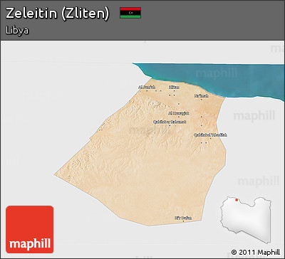 Satellite 3D Map of Zeleitin (Zliten), single color outside