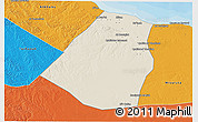 Shaded Relief 3D Map of Zeleitin (Zliten), political outside
