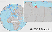Gray Location Map of Zeleitin (Zliten), within the entire country