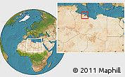 Satellite Location Map of Zeleitin (Zliten), within the entire country