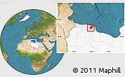 Satellite Location Map of Zeleitin (Zliten), highlighted country