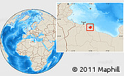 Shaded Relief Location Map of Zeleitin (Zliten)