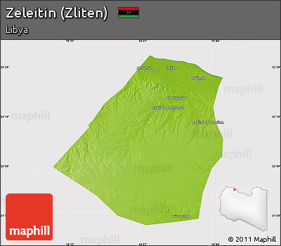 Physical Map of Zeleitin (Zliten), cropped outside