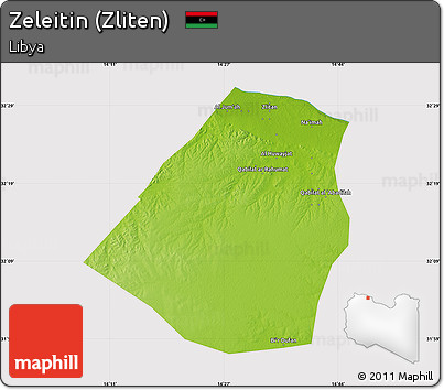 Physical Map of Zeleitin (Zliten), cropped outside