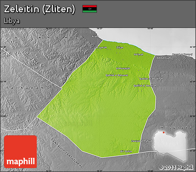Physical Map of Zeleitin (Zliten), desaturated