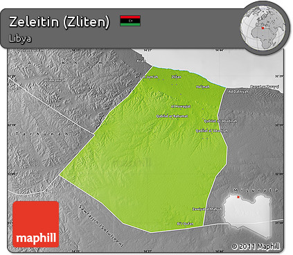 Physical Map of Zeleitin (Zliten), desaturated