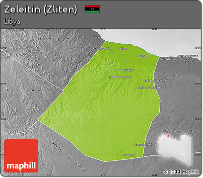 Physical Map of Zeleitin (Zliten), desaturated