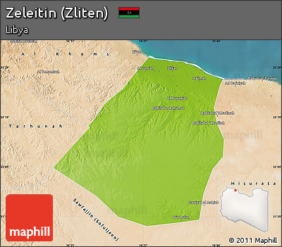 Physical Map of Zeleitin (Zliten), satellite outside