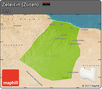 Physical Map of Zeleitin (Zliten), satellite outside
