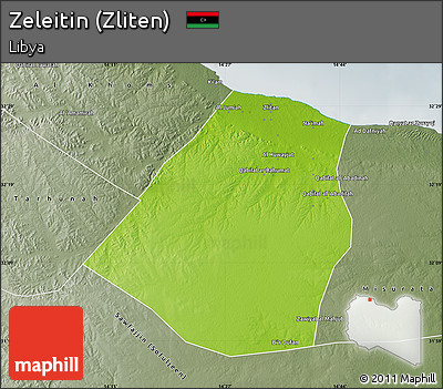 Physical Map of Zeleitin (Zliten), semi-desaturated