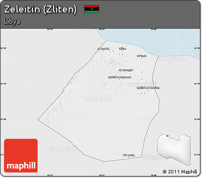 Silver Style Map of Zeleitin (Zliten), single color outside