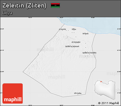 Silver Style Map of Zeleitin (Zliten), single color outside