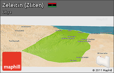 Physical Panoramic Map of Zeleitin (Zliten), satellite outside