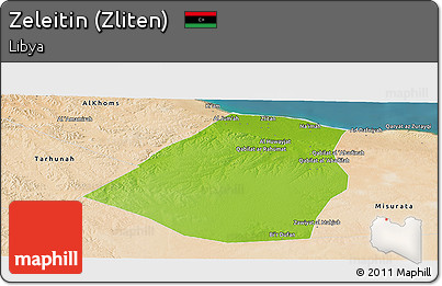 Physical Panoramic Map of Zeleitin (Zliten), satellite outside