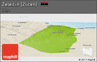 Physical Panoramic Map of Zeleitin (Zliten), shaded relief outside