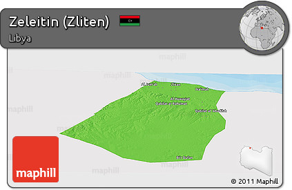 Political Panoramic Map of Zeleitin (Zliten), single color outside