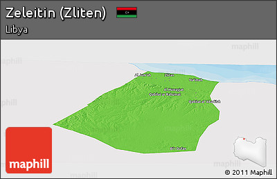 Political Panoramic Map of Zeleitin (Zliten), single color outside