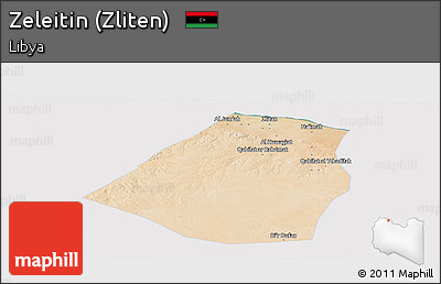 Satellite Panoramic Map of Zeleitin (Zliten), cropped outside
