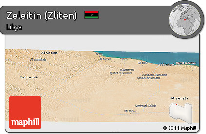 Satellite Panoramic Map of Zeleitin (Zliten)