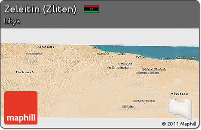 Satellite Panoramic Map of Zeleitin (Zliten)