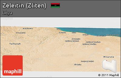 Satellite Panoramic Map of Zeleitin (Zliten)
