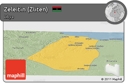 Savanna Style Panoramic Map of Zeleitin (Zliten)