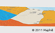 Shaded Relief Panoramic Map of Zeleitin (Zliten), political outside
