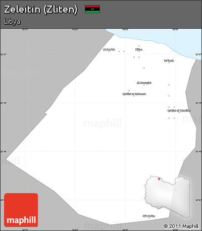 Gray Simple Map of Zeleitin (Zliten), single color outside
