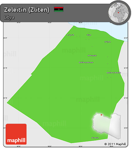 Political Simple Map of Zeleitin (Zliten), single color outside
