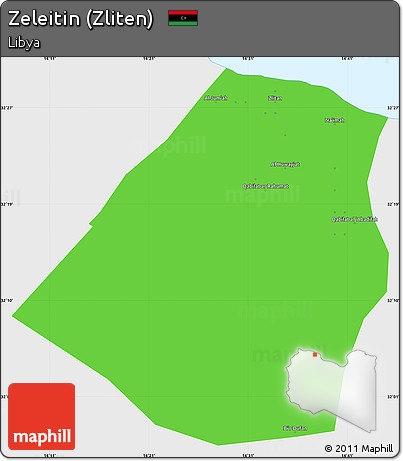 Political Simple Map of Zeleitin (Zliten), single color outside