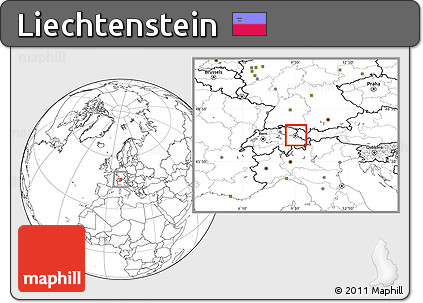 Gray Location Map of Liechtenstein, blank outside
