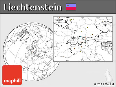 Gray Location Map of Liechtenstein, blank outside