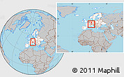 Gray Location Map of Liechtenstein, highlighted continent, within the entire continent