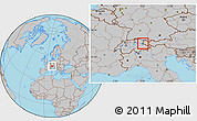 Gray Location Map of Liechtenstein, hill shading inside