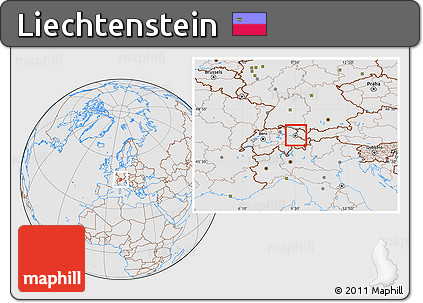 Gray Location Map of Liechtenstein, lighten, desaturated