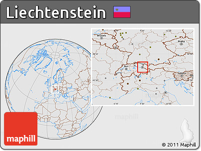 Gray Location Map of Liechtenstein, lighten, desaturated