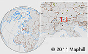 Gray Location Map of Liechtenstein, lighten, desaturated, hill shading
