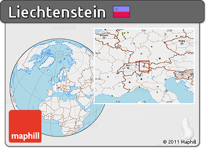 Gray Location Map of Liechtenstein, lighten, land only