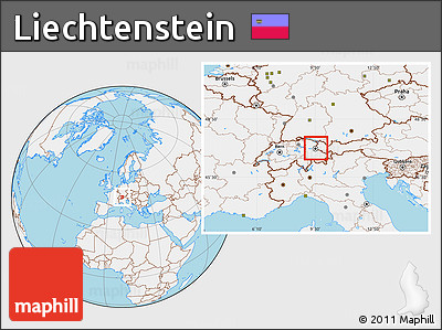 Gray Location Map of Liechtenstein, lighten, land only