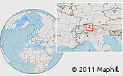 Gray Location Map of Liechtenstein, lighten, land only, hill shading