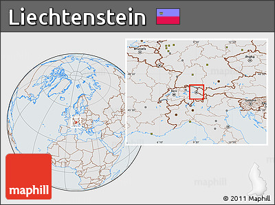 Gray Location Map of Liechtenstein, lighten, semi-desaturated