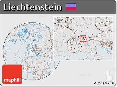 Gray Location Map of Liechtenstein, lighten, semi-desaturated