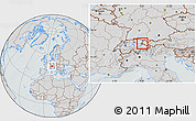 Gray Location Map of Liechtenstein, lighten, semi-desaturated, hill shading