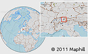 Gray Location Map of Liechtenstein, lighten, semi-desaturated, land only, hill shading
