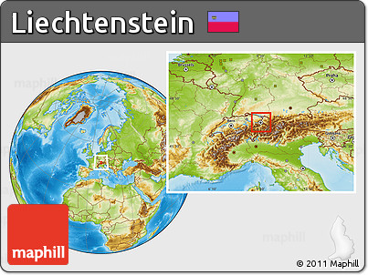 Gray Location Map of Liechtenstein, physical outside, hill shading
