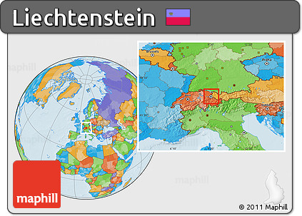 Gray Location Map of Liechtenstein, political outside